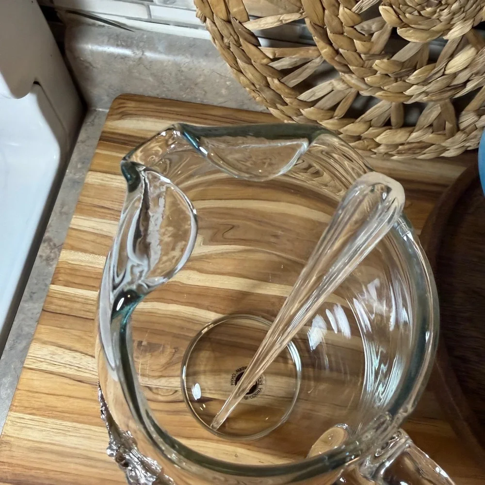 Arthur Court Designs Glass Pitcher Pewter Grape Cluster Embellishment Ice Lip